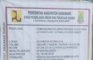 Pengawasan Nol, CV Gemilang Kerjakan Proyek Drainase Rp189 Juta di Kutakarya Diduga Tidak Sesuai RAB