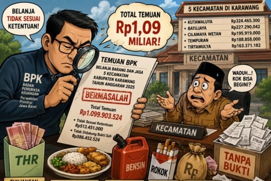 THR, Rokok hingga Belanja Tanpa Bukti: BPK Temukan Rp1,09 Miliar Belanja Bermasalah di Lima Kecamatan Karawang