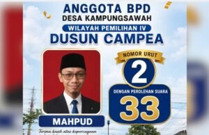 Pengisian BPD Kampungsawah Rampung, Mahpud Unggul Telak 33 Suara, Kursi BPD di Dusun Campea Jadi Miliknya