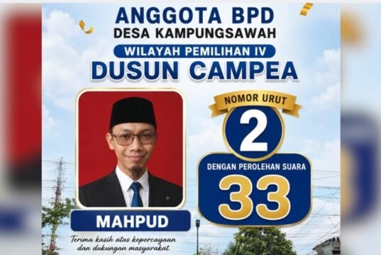 Pengisian BPD Kampungsawah Rampung, Mahpud Unggul Telak 33 Suara, Kursi BPD di Dusun Campea Jadi Miliknya